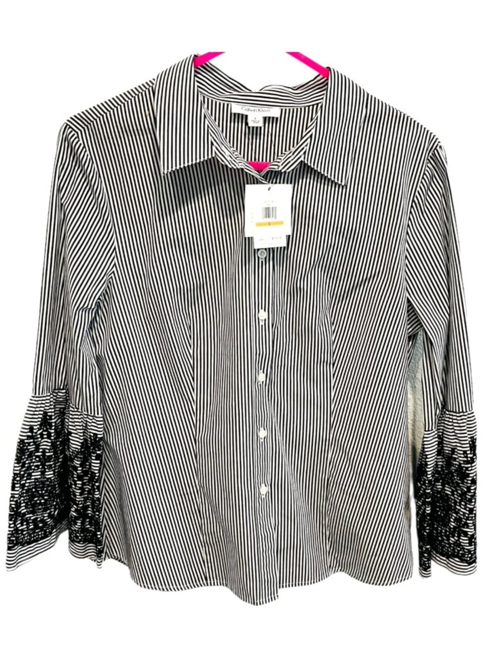 Calvin Klein Women's Size Small Button Up Collared Striped Shirt - NEW with Tags